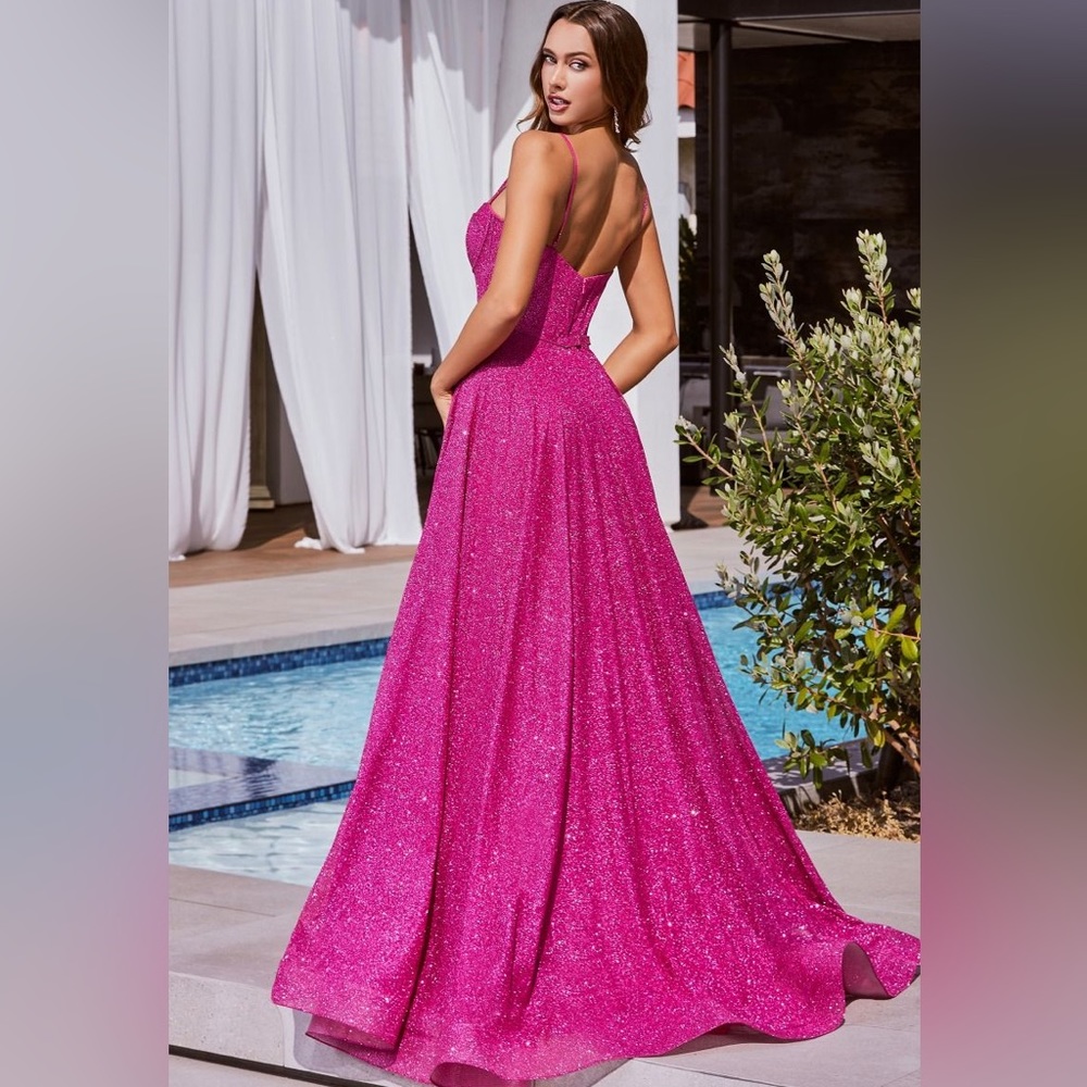 Glitter A-Line Sweetheart Open Back Long Prom Dress - Picture 3 of 6